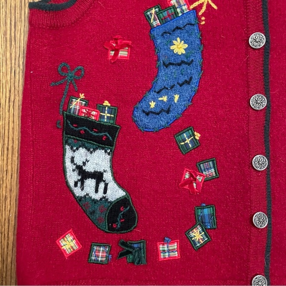 Talbots Red Wool Vest Holiday Christmas Size Small - Picture 3 of 11